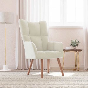 vidaXL Relaxing Chair Cream White Velvet - 1 of 4