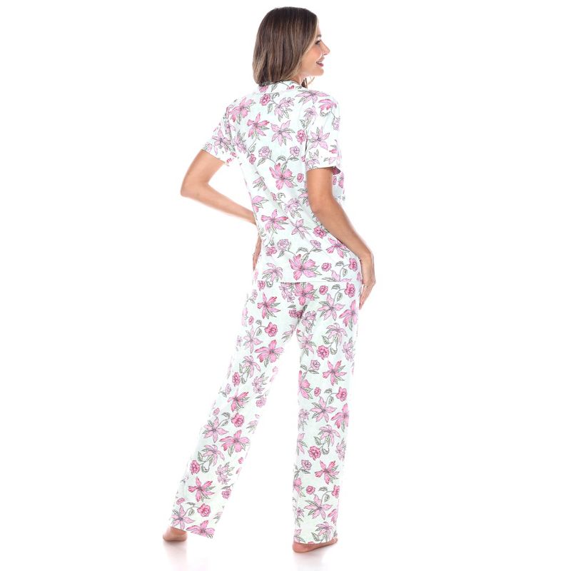 Women's Short Sleeve Top and Pants Pajama Set - White Mark, 4 of 6