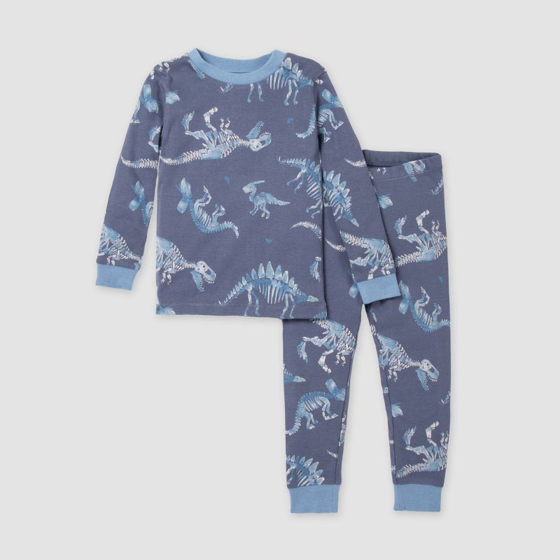 Burt&#39;s Bees Baby&#174; Baby Boys&#39; Snug Fit Dinosaur Fossils Pajama Set - Dark Blue, 1 of 7