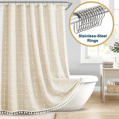 LunaLulinlk Tassel Shower Curtain Set with Hooks