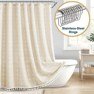 LunaLulinlk Tassel Shower Curtain Set with Hooks - 1 of 4