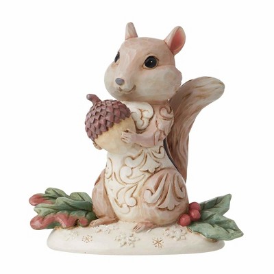 Jim Shore 3.5 Inch Chipmunk Holding An Acorn Winter Woodland Holly Figurines