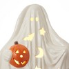 Casafield Ceramic Halloween Ghost with Pumpkin, Hand Painted 14-Inch Pre-Lit LED Scary Ghost Tabletop Decor - 3 of 4