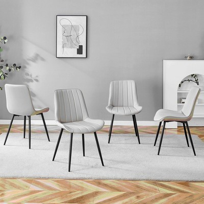 KTMBDW Upholstered Dining Chairs Set of 4, Modern PU Leather Dining Room Kitchen Side Chair with Padded Seat & Metal Legs, Restaurant/Cafe