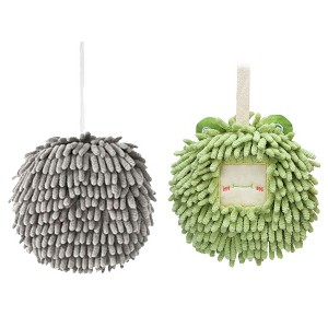 REGALWOVEN 2 Pcs Comfortable Soft Absorbent Chenille Ball Fuzzy Hand Towels - 1 of 4