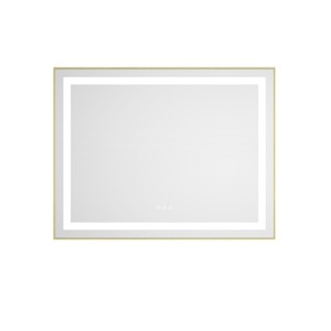 ChicFurnit Bathroom Vanity Mirrors Rectangle Frame Wall Mirror Anti Fog Mirror Decorative Wall Mirrors for Bathroom, Gold, 36"*1.5"*28" - 1 of 4