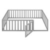 CAVINAS Twin/Full/Queen Size Bed Frame with Heightened Fences,Solid Wood Floor Bed for Kids Room,Bedroom,Playroom - 4 of 4