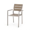 Gulches Outdoor Modern Aluminum Dining Chair with Faux Wood Seat (Set of 2), Natural and Silver - 3 of 4