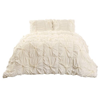 Lush Decor Full/Queen Bella Comforter Set Ivory - Lush Décor: Shabby Chic Midweight Microfiber Bedding with Ruching, 3 Pieces — фото 5