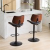 RISOKEYS Set of 2 Walnut Bentwood Bar Stools - Adjustable Counter Height Black Leather Upholstered 360° Swivel Bar Chairs for Dining Room - 2 of 4