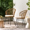 PAGED 17.5" Boho Industrial Patio Accent Chairs, Dining Chairs with 2 Cushions, Outdoor Lounge Chairs for Backyard, Garden, Set of 2 - 3 of 4
