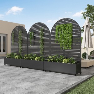 Spassway Arch Metal Planter Box with Trellis Raised Garden Bed with Wheels Pot Planter for Climbing Plant Decorative Privacy Screen - 1 of 4