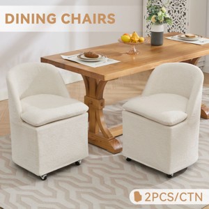 21" Upholstered Chenille Dining Chairs with Universal Wheels Set of 2,Foam Filled Wing Back Modern Accent Chairs-The Pop Home - 1 of 4