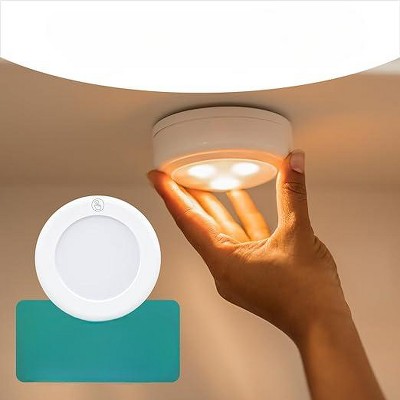 Wireless White LED Puck Light 3-Pack with Tap Technology
