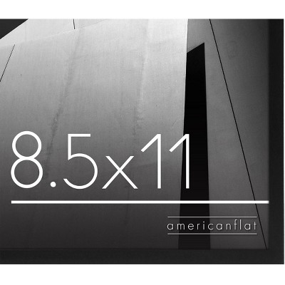 Black 8.5x11 Slim Glass Picture Frame for Wall and Tabletop