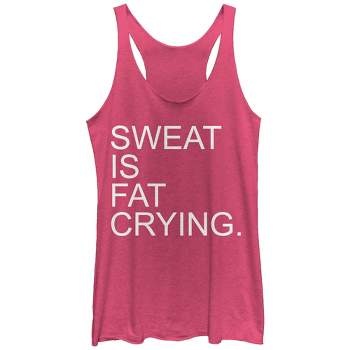 Women's Chin Up Sweat Is Fat Crying Racerback Tank Top - Pink Heather ...