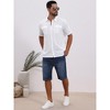 INSPIRE CHIC Men's Solid Short Sleeve Button Down Chest Pockets Linen Shirt - 2 of 4