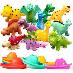 Dinosaur Bath Toys for Toddlers, No-Hole Bathtub and Pool Water Play Set - 1 of 4