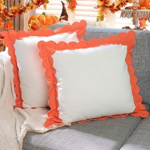 Folkulture Throw Pillow Covers, Set of 2 - 18x18, Orange Throw Pillows for Couch Pillows for Living Room, Fall Pillow Covers - 1 of 4