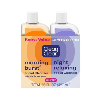 Clean & Clear Day & Night Face Wash, Oil-Free & Hypoallergenic - Lavender and Orange - 16oz - 2pk