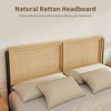 Full Size Bed Frame with Natural Rattan Headboard and Footboard, Wooden Full Platform Bed No Box Spring Needed - 3 of 4