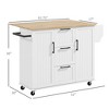 NicBex Mobile Kitchen Island Cart Kitchen Storage Cabinets Island Cart with Drop Leaf, 3 Drawers and 2 Cabinets for Kitchen, White - 2 of 4