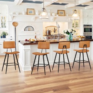 Arceso 24.5" Counter Height Bar Stools Set, Faux Leather Upholstered Barstools, - 1 of 4