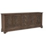 HomeRoots 106" Brown Distressed Solid Wood Carved Floral Three Drawer Sideboard with Four Doors - 4 of 4