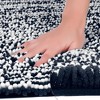 Unique Bargains Chenille Non-Slip Soft Plush Shaggy Striped Extra Thick and Absorbent Bath Rug - 3 of 4