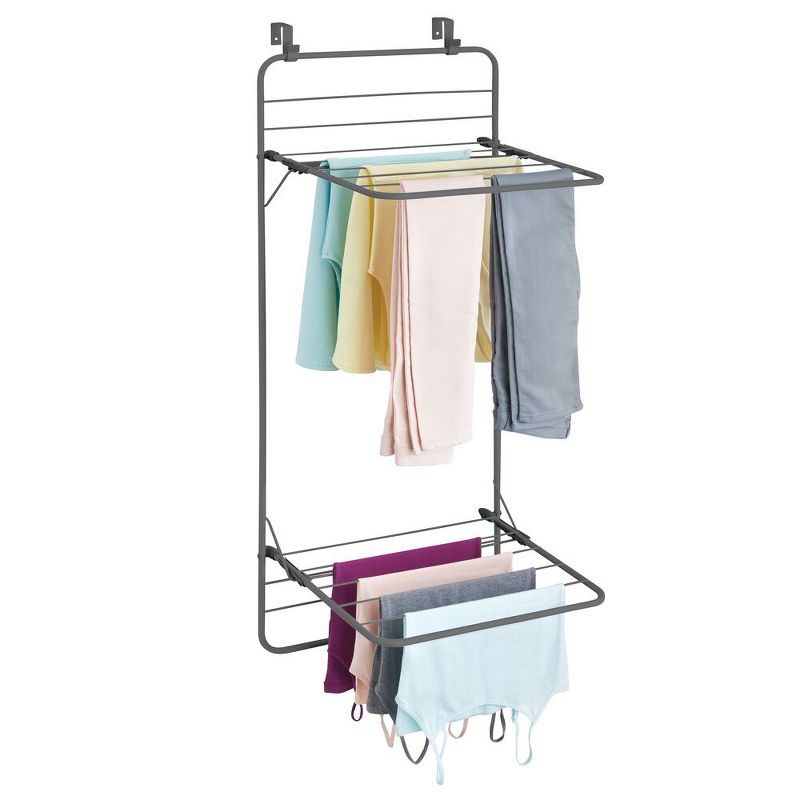 mDesign Steel Collapsible Over the Door Laundry Drying Rack, 1 of 9