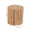 Olivia & May Contemporary Teak Wood Cylinder Side Table Brown: Handcrafted, No Assembly, Indoor Use - 4 of 4