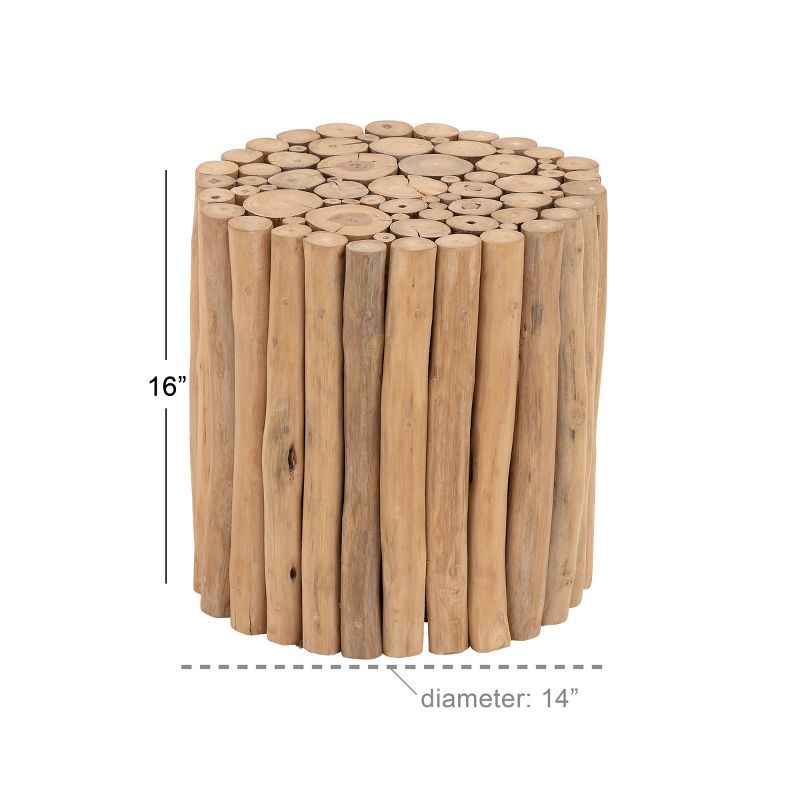 Contemporary Teak Wood Cylinder Side Table Brown - Olivia &#38; May, 5 of 6