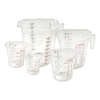 Winco Set of Measuring Cup with Color Graduations, Polycarbonate - Pack of 5