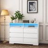 Sapphtopaz 6 Drawers Dresser for Bedroom with LED Modern Chest of Drawers with Open Shelf Storage Cabinet for Kids Room, Living Room, Entryway - 2 of 4
