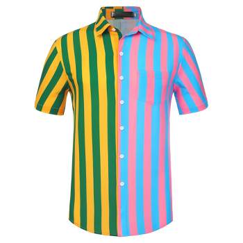 LUXURY BRAND POLO STRIPED PATCHWORK PRINT T-SHIRT FOR MEN