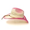 Western Express Kids Straw Western Cattleman Hat with Pink Trim and Silver Concho Hat Band - 3 of 4
