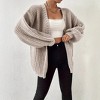 Womens Fall Sweater Lantern Long Sleeve Cardigan Loose Sweater Kint Drop Shoulder Sleeves Casual Shirt Top Apricot M - 3 of 4