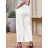 INSPIRE CHIC Women's Wide Summer Casual Elastic Waist Drawstring Cotton Trousers with Pockets - 3 of 4
