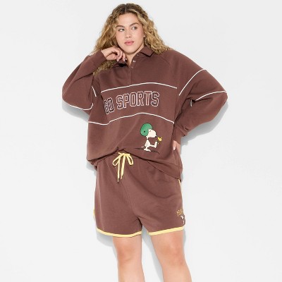 Women's Go Sports Fleece Graphic Pullover Sweatshirt - Brown