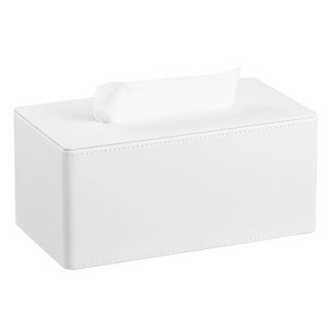 LunaLulinlk Tissue Box Cover Stylish PU Leather Rectangular Tissue Box Holder with Magnetic Bottom Cover (White) - 1 of 4