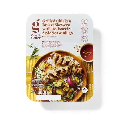 Grilled Chicken Breast Skewers with Rotisserie-Style Seasonings - 6ct/10.5oz - Good & Gather™