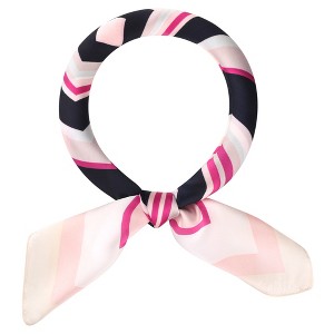 INSPIRE CHIC Women's Stripes Printed Square Satin Neck Scarves 1Pc - 1 of 4
