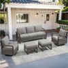 Buenhomino 5Pieces Patio Furniture Set, Outdoor Wicker Sofa Couch with Metal Armrest, Swivel Rocking Chairs, Ottomans - 2 of 4
