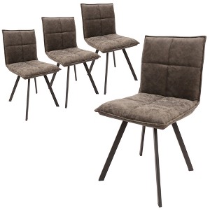 LeisureMod Wesley Modern Vegan Leather Dining Chair Set of 4 - Black Metal Legs, Durable and Easy to Clean, Perfect for Dining Rooms - 1 of 4