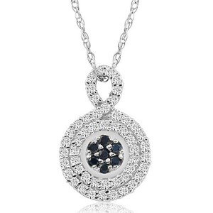 Pompeii3 1/4Ct Sapphire & Natural Diamond Pendant Necklace in White or Yellow Gold 1/2" - 1 of 3