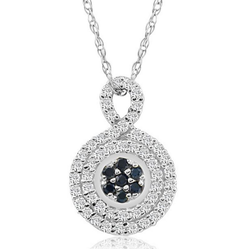 Pompeii3 1/4Ct Sapphire & Natural Diamond Pendant Necklace in White or Yellow Gold 1/2", 1 of 4