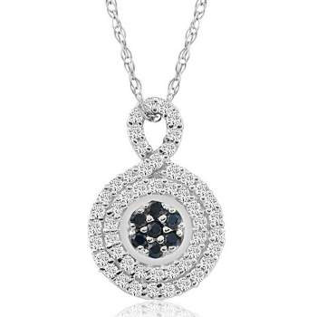 Pompeii3 1/4Ct Sapphire & Natural Diamond Pendant Necklace in White or Yellow Gold 1/2"
