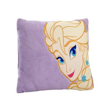 Disney Frozen Elsa Appliqued Super Soft Plush Decorative Toddler Pillow, Lavender
