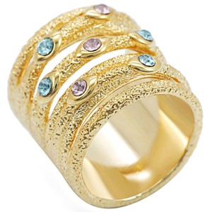 Slickblue Gold Brass Ring with Blue and Purple Crystal Stones - Pave Rhinestone Detailing for Women, Size 5-10 - 1 of 4