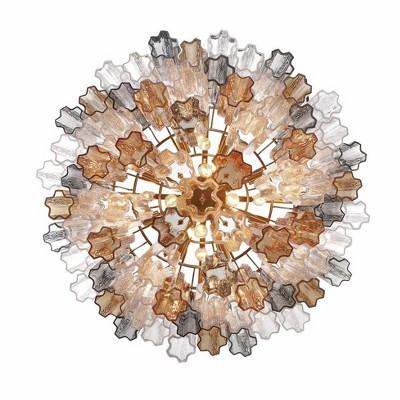 Addis Aged Brass and Tronchi Glass 16-Light Chandelier